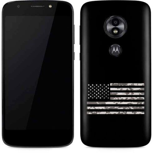 Black and White Camo American Flag Moto E5 Play Skin